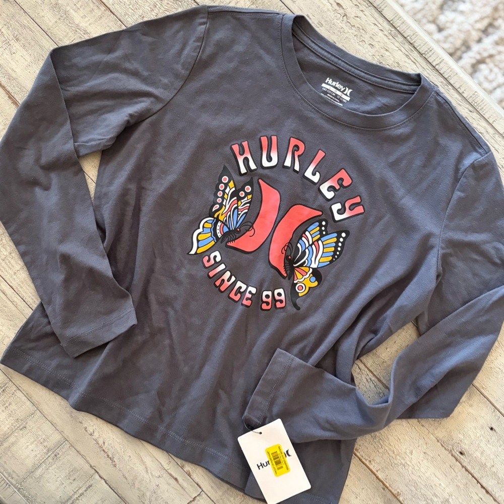 Hurley Charcoal Long Sleeve with Vibrant Graphic
